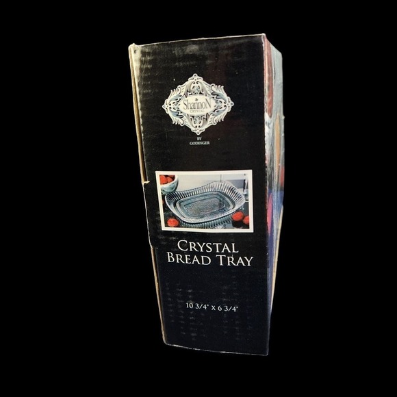 Godinger Lead Crystal Bread Serving Tray Shannon Clear Glass Food Buffet New - Picture 7 of 10